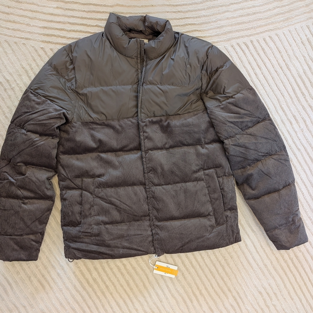 Marine Layer Men's Miles corduroy  Puffer Jacket Dark Taupe
